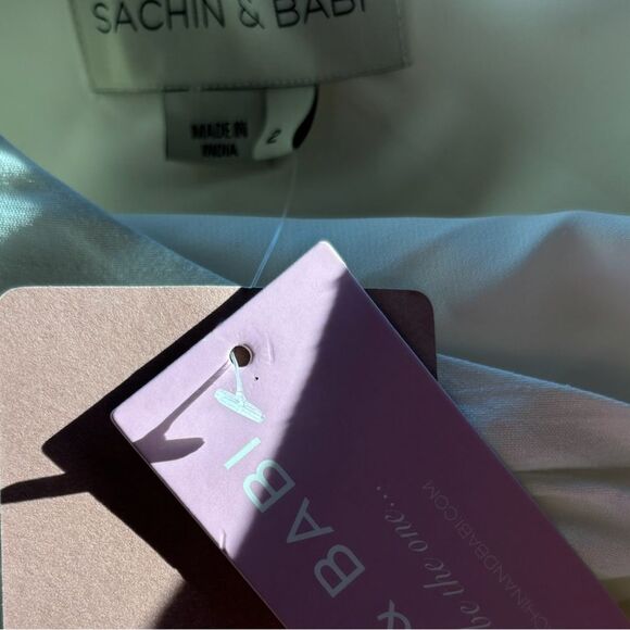 NWT Anthropologie Sachin & Babi Dova Puffed One-Shoulder Bow Wrap Mini Dress - Picture 6 of 8